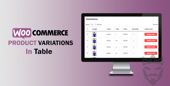 WooCommerce Variations In Table