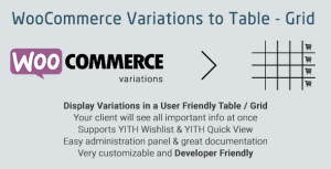 WooCommerce Variations to Table - Grid