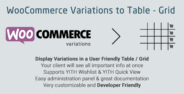 WooCommerce Variations to Table - Grid