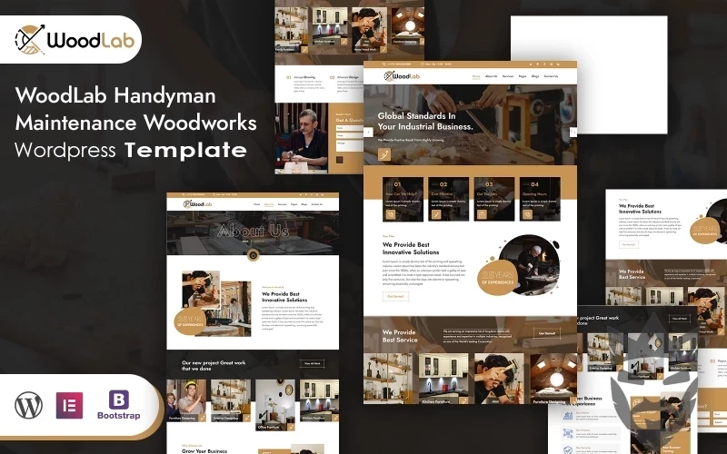 WoodLab Handyman Maintenance Woodworks Wordpress Theme WordPress Theme