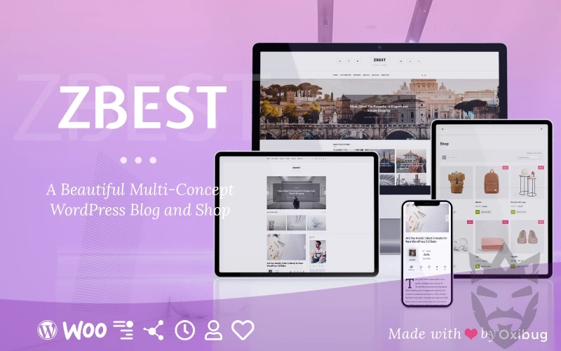 ZBest - Multi-Concept WordPress Blog Theme and Shop for Writers and Bloggers WordPress Theme