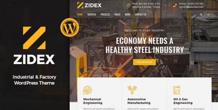 Zidex - Industrial  Factory WordPress Theme